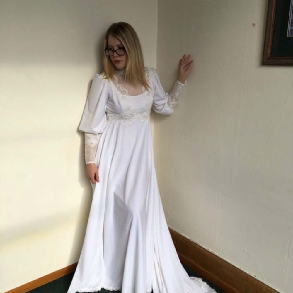 Vintage 1970s designer wedding dress